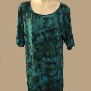The River Blue Green Tie Dye Knee Length Dress NWT  VT1 Box  Sz Large